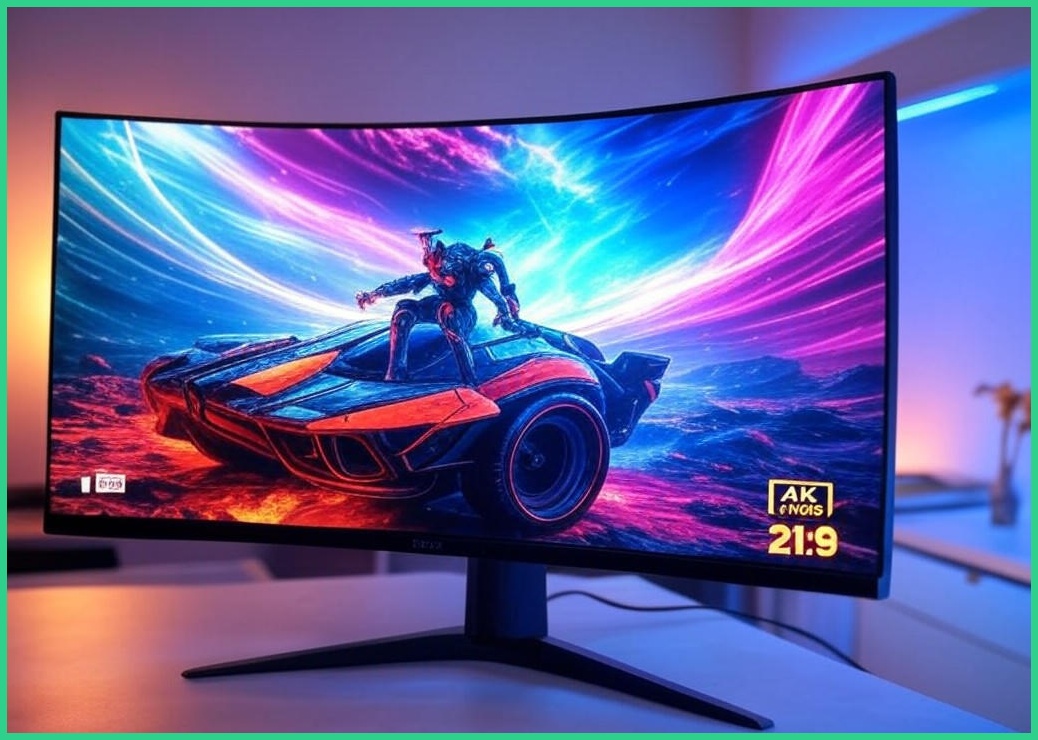 34인치 울트라 와이드 커브드 게이밍 모니터 1500R, 4k, UWQHD, 165hz, 21:9 와일드 커브드 모니터, Gawfolk 특가 할인중, 4K 165Hz 높이 조절 불가, 88cm - 이미지 1